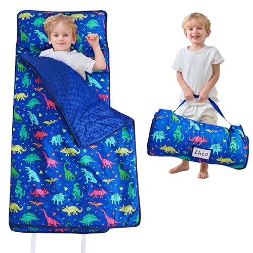 Image of Lasoftan Toddler Nap Mat with Pillow and Blanket, Extra Large Rolled Napping Mats,Slumber Bags for Boys Girls,Kids Sleeping Bag for Daycare, Preschool Travel Camping