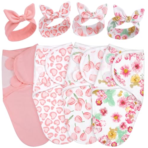 Image of 4 Pack Preemie Newborn Swaddle Set, Floral Style, Preemie