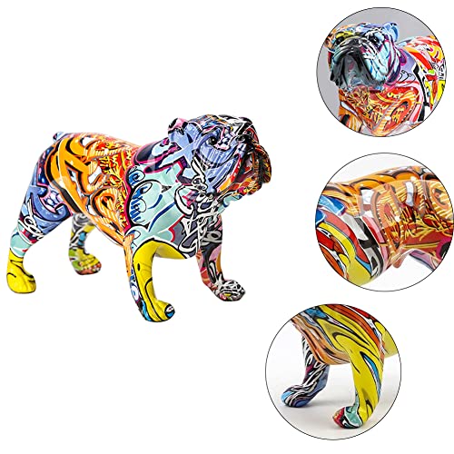 Colorful French Bulldog Statue Decor Figurines, Modern Graffiti Art Bulldog Statue For Home Decor,Living Room Bedroom Office Decoration, Stand Artwork Decor Sculpture, Memorial Gift (C) #TOP2