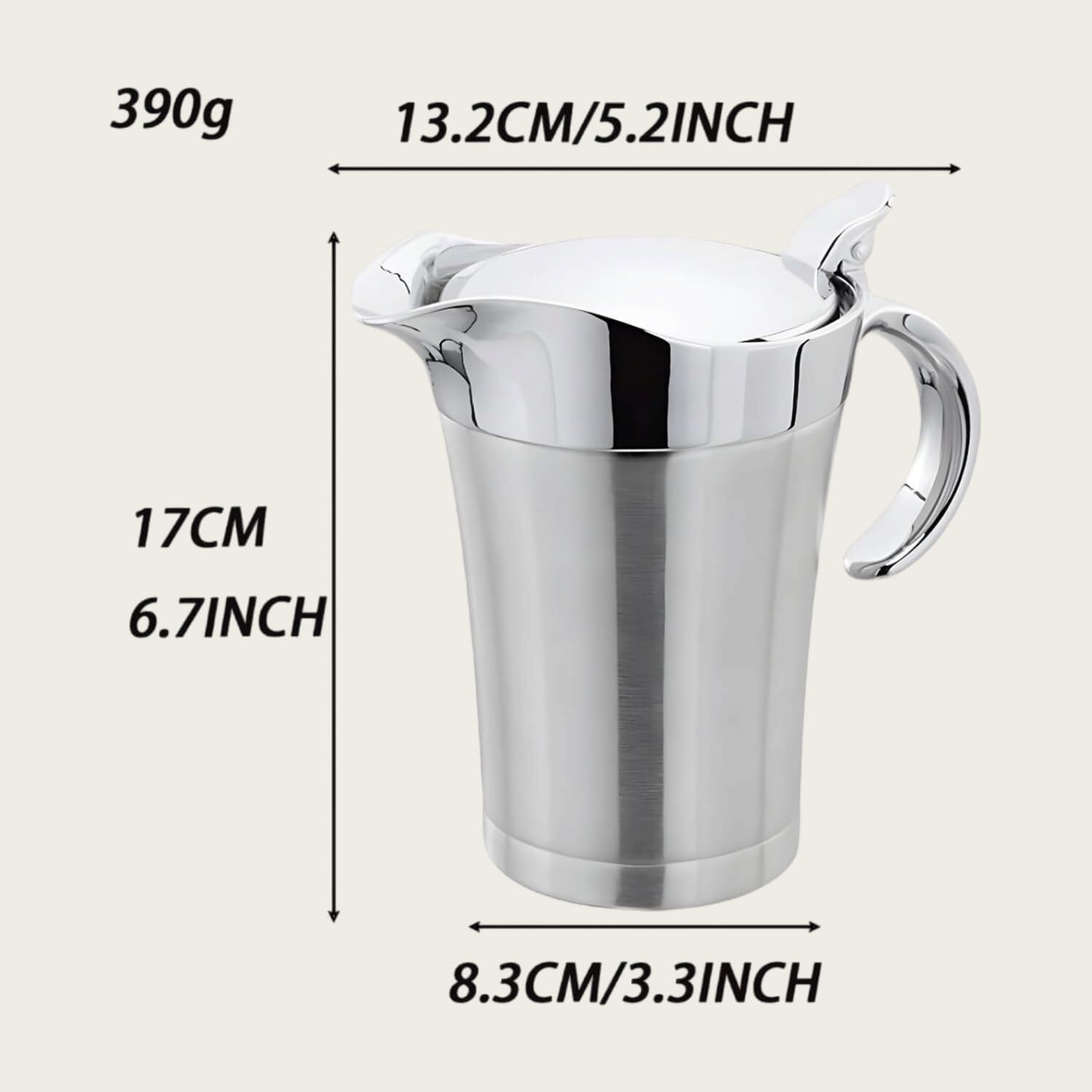 Izolowany sos - dwuwarstwowy dzbanek na sos ze stali nierdzewnej do gorących i zimnych sosów, pojemnik termiczny do kuchni, 450 ml