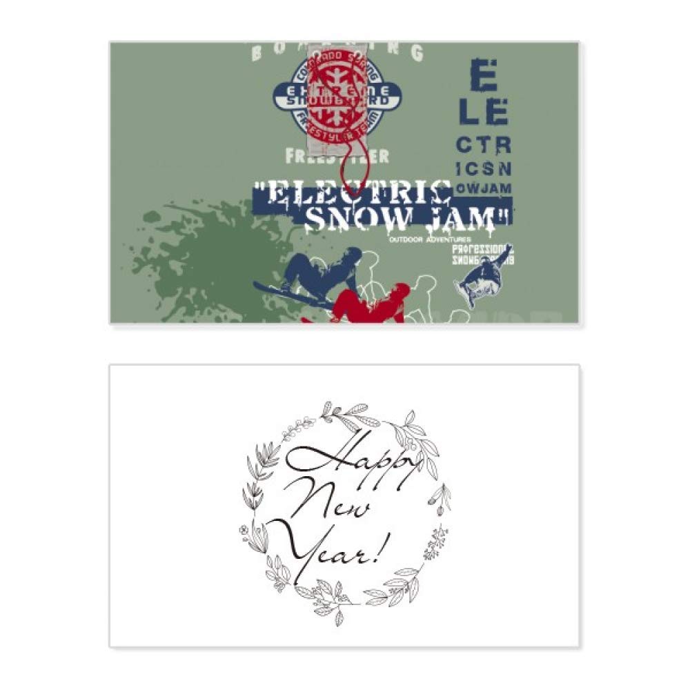 Tarjeta de año nuevo con diseño urbano de esquí y bendición 5