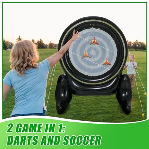 Blueweenly 59\'\' Inflatable Giant Kick Darts Game Set Jumbo Soccer Darts Inflatable Dart Board Outdoor Soccer Target Dartboard with Balls for Adults Kids Lawn Backyard