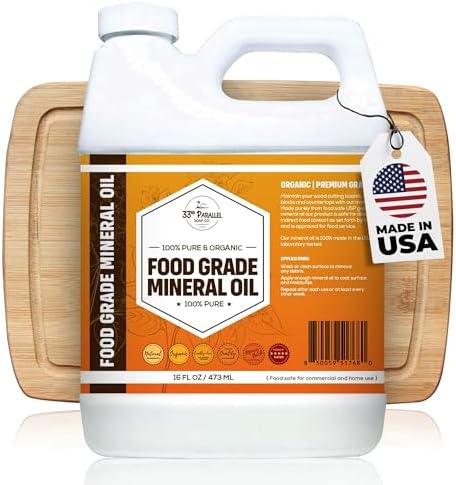 Food Grade Mineral Oil (16 Oz) | Food Safe Cutting Board Oil for Butcher Blocks, Salad Bowls, Charcuterie | Kitchen Countertops Conditioner - Works on Wood, Marble, Granite, Soapstone | 16 OUNCES