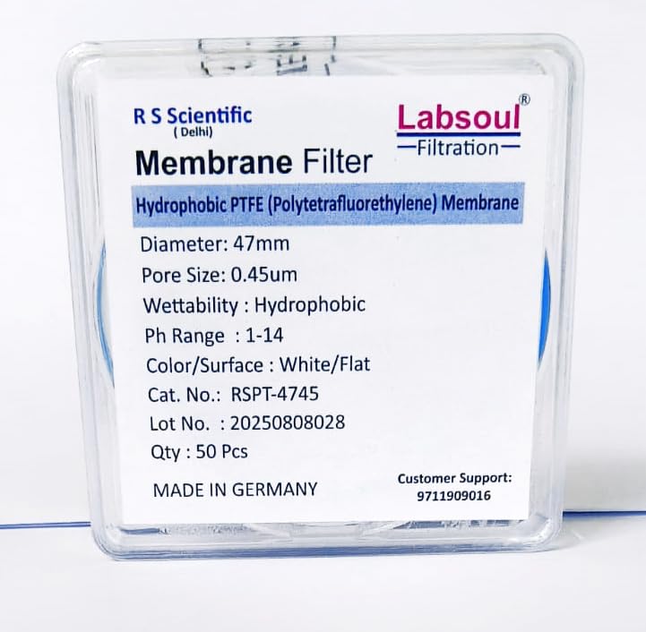 LABSOUL PTFE Membrane Filter, Hydrophobic, 47mm Diameter, 0.45µm Pore Size, PTFE Membrane Filter Made from Polytetrafluoroethylene 50Pcs/Box.-image-22