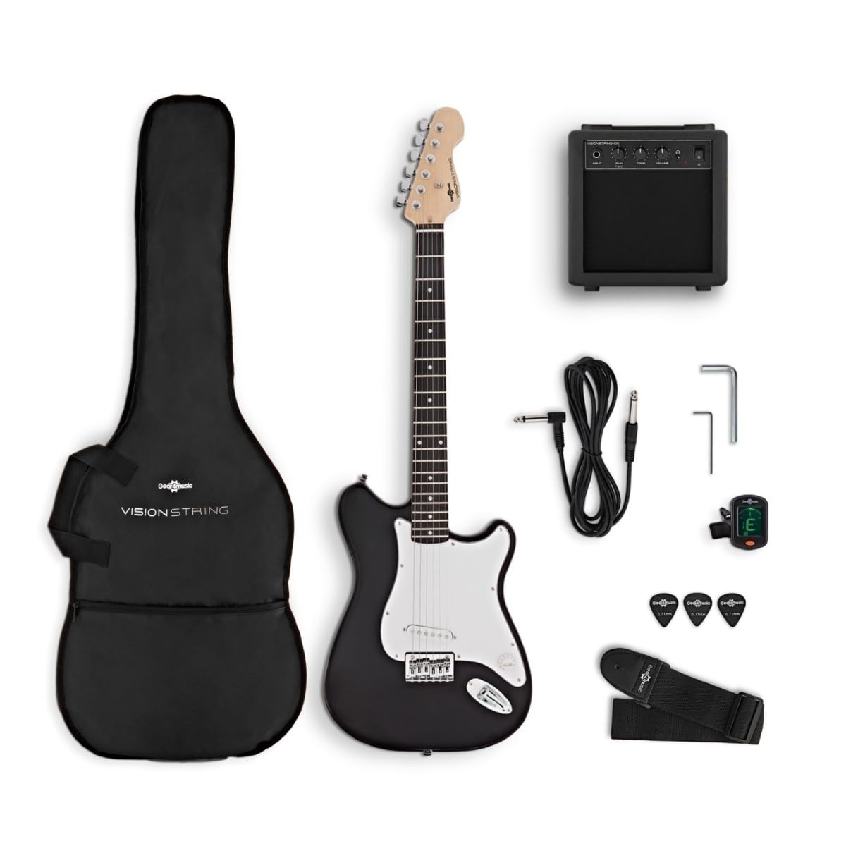 VISIONSTRING Dimensione completa Kit di chitarra elettrica nero con amplificatore per principianti