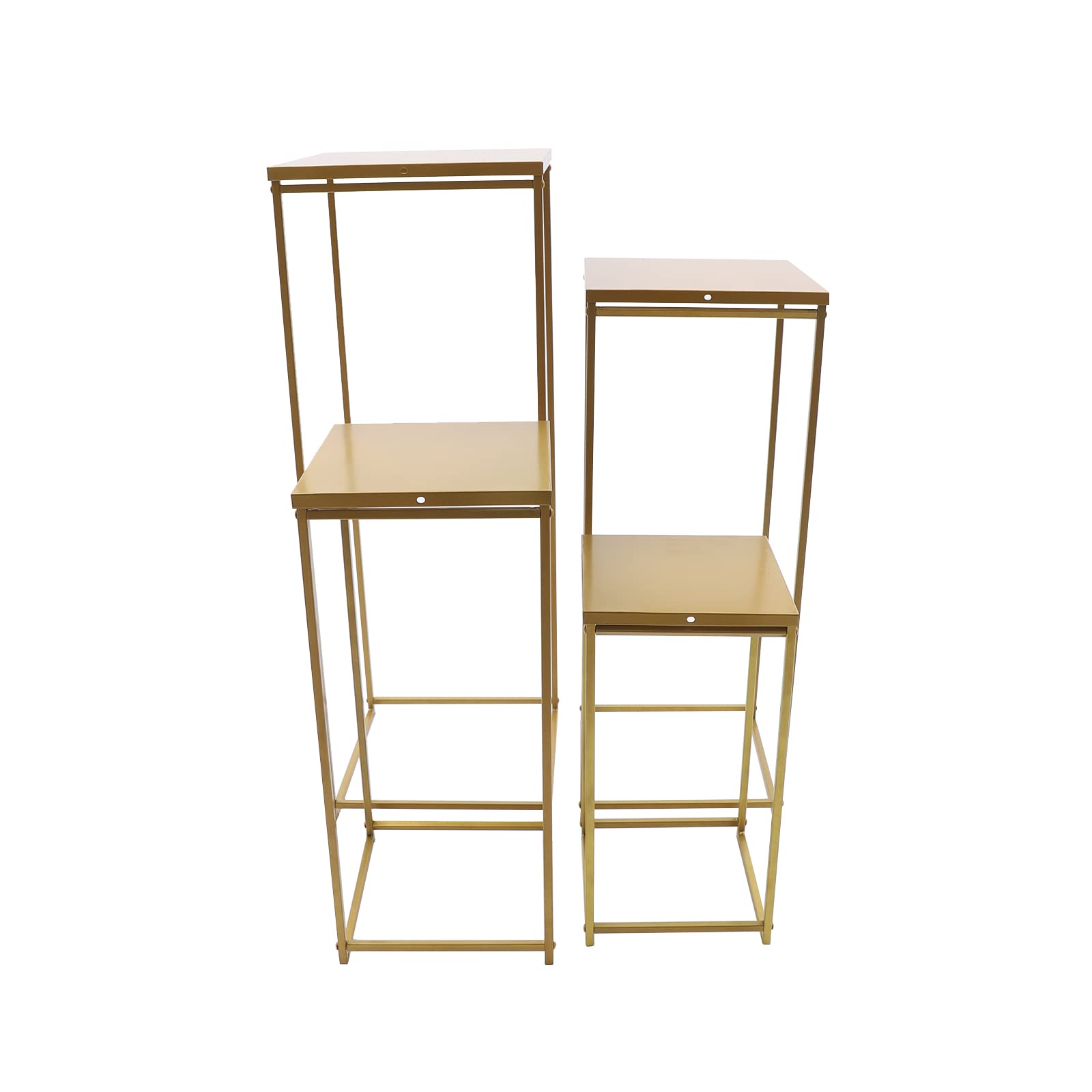 Bloemenstandaard, metaal, bruiloftsbloemenstandaard, geometrische zuil, bloemenstandaard, geometrisch design, smeedijzeren frame, standaard, rechthoekige bruiloftsbloemenstandaard, deco(goud) (80 cm