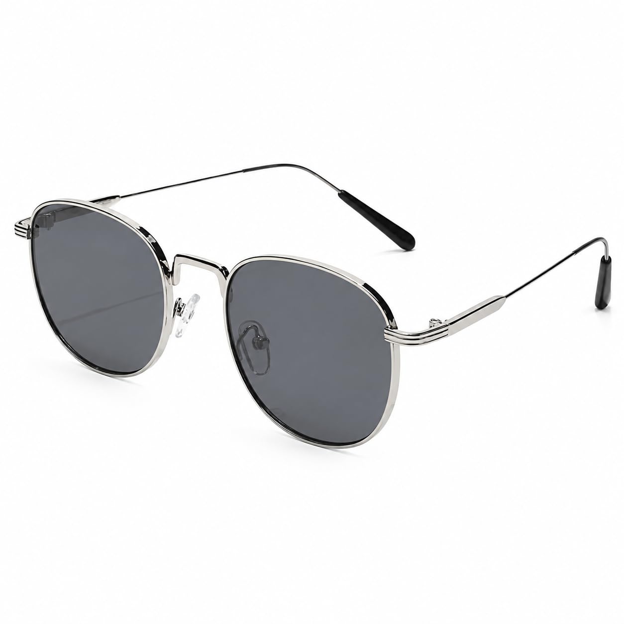 Rectangular Sunglasses for Men & Women | UV400 Protection | Lightweight Metal Frame | Grey Lens-image-2