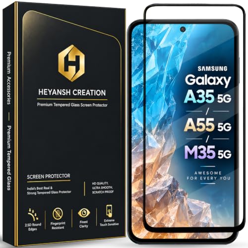 Image of Tempered Glass Screen Protector Compatible for Samsung Galaxy A35 5G / A55 5G / M35 5G with Edge to Edge Coverage and Easy Installation Kit