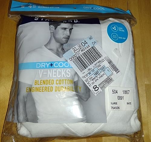 Stafford V Neck White Shirts (Pack of 4) Blended Cotton Dry+Cool (46-48)2