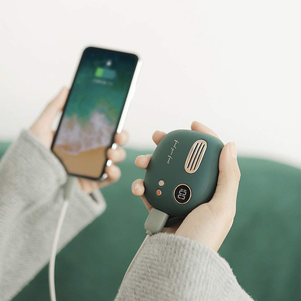 Inverno Scaldamani Elettrico, Portatile Power Bank, Display Temperatura E Batteria, USB Ricaricabile Scaldamani Riutilizzabile Riscaldamento Rapido, Regali Comfort, Green