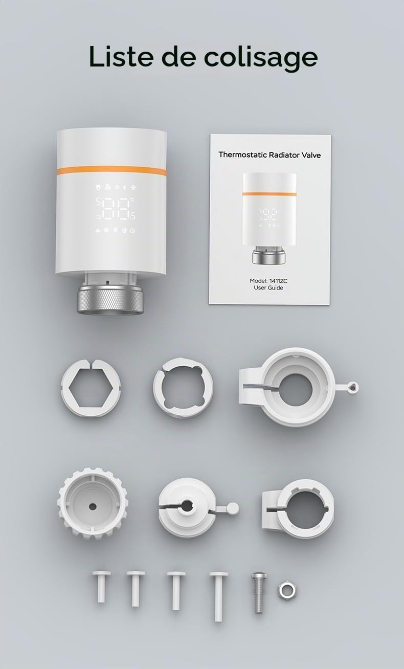 Yasorn Thermostat Wi‑FI 2,4 GHz pour Radiateur avec Molette, LED & Contrôle App, Compatible Alexa/Tuya, Installation Facile Maison & Bureau, Programmation Hebdomadaire