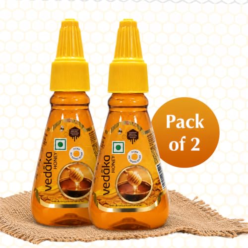 Image of Amazon Brand - Vedaka Squeezy Honey | 450 g | (225 g x Pack of 2) | No Added Sugar | Rich in Antioxidants | Source of Nutrition & Energy