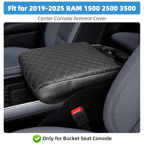 Image of Center Console Armrest Cover for Dodge RAM 1500 2500 3500 2019 2020 2021 2022 2023 2024 2025 Accessories Fully Covered Anti-Scratch Protector Interior Accessories(Only for Bucket Seat Console)