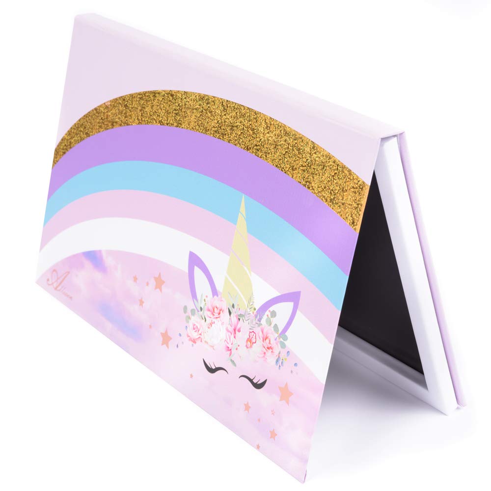 Allwon Magnetic Palette Unicorn Empty Makeup Palette with 30Pcs Adhesive Empty Palette Metal Stickers for Eyeshadow Lipstick Blush Powder (Unicorn)