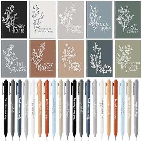 Affrolling 100 Pcs Inspirational Notebooks Motivational Mini Notepads Bulk Aesthetic Mini Notebook with Pen Employees Appreciation Gifts for Coworkers Teachers Team Office Gift (Neutral Colors) Cover