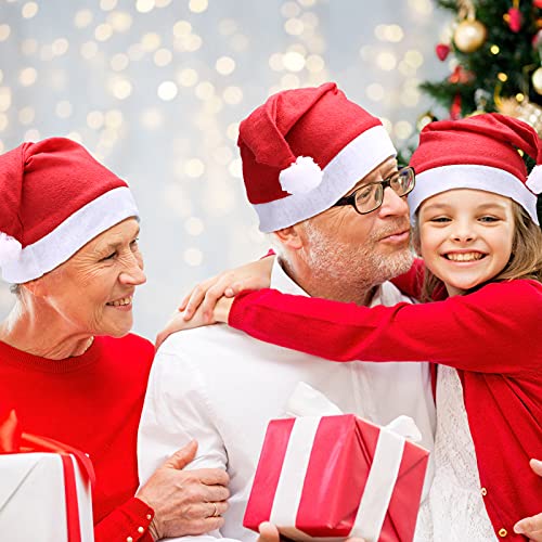 Satinior 28 Pieces Christmas Red Santa Hat Xmas Claus Santa Plush Hat Non-Woven Fabric Costume Hat For Kids Adult Christmas Party Decorations, Multicolor #TOP4