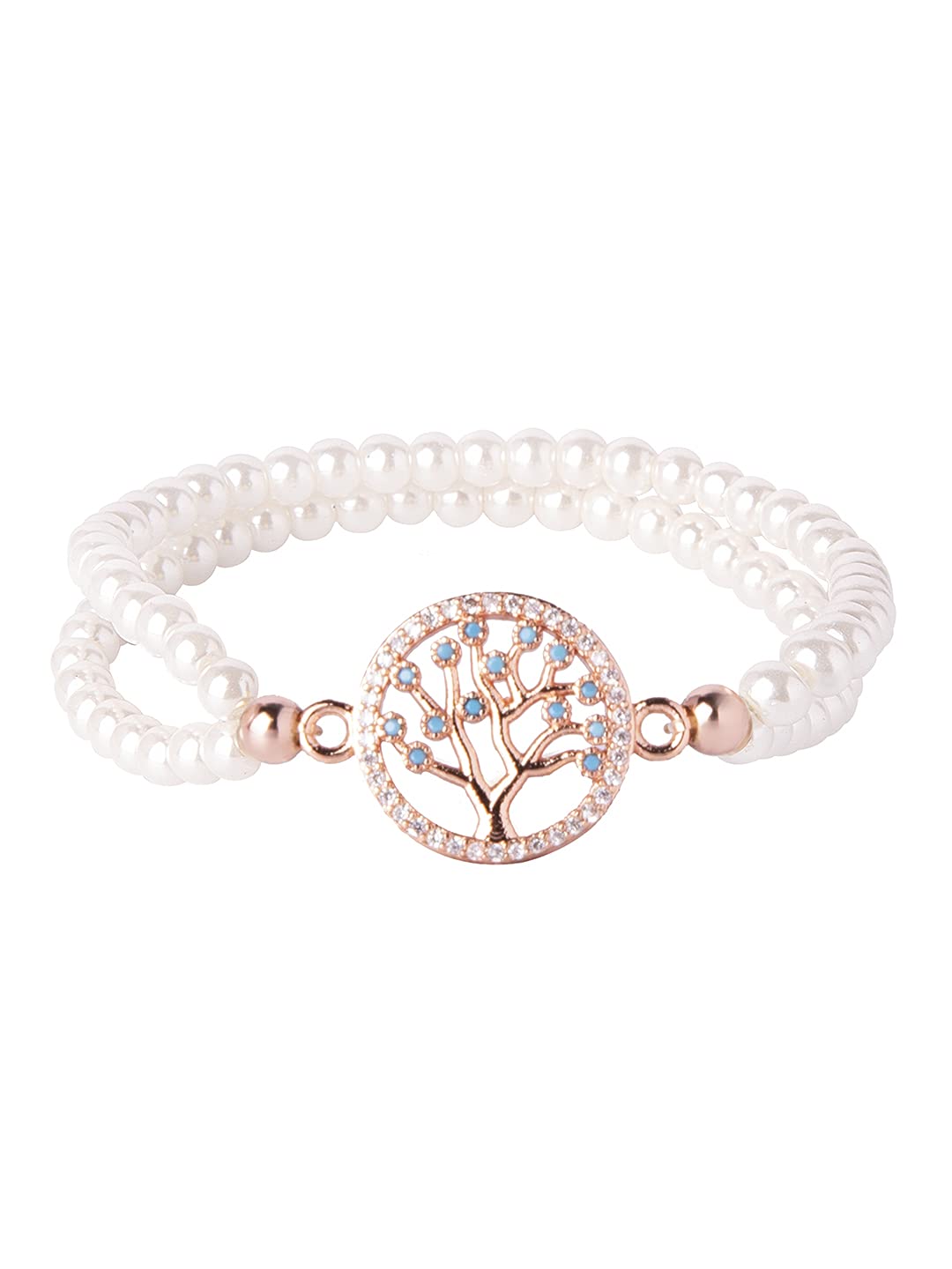Moon Dust CZ Studded Rose Gold Plated Designer Stylish and Latest Tree of Life Charm Pearl Bracelet for Girls & Women (MD_3219_RG) (B09GBHRVQS) Amazon Price History, Amazon Price Tracker