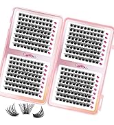 Cluster Lashes 320pcs, Crislashes DIY Eyelash Extension D Curl 10-16mm Mixed Volume Individual La...