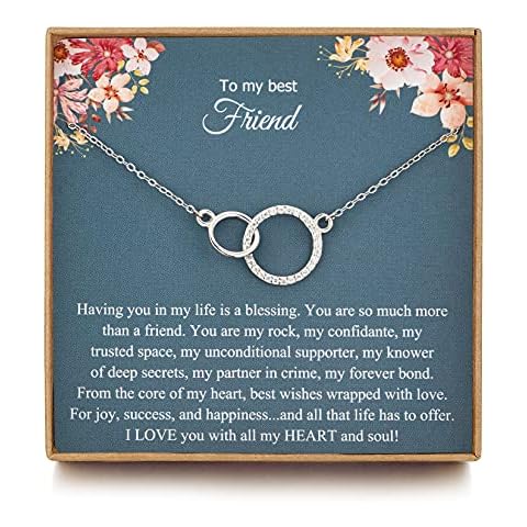 MUSIER PARIS Best Friendship Necklace for Women, Birthday Gifts for her, Sterling Silver lnfinity Lucky 2 Ring Friend Necklace, Friendship Gifts Birthday Jewelry Cover