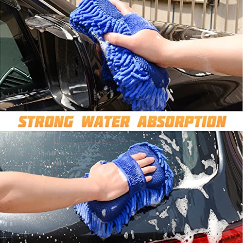 Aicel Car Wash Mitt, Premium Chenille Microfiber Wash Sponge, Two Sided Lint And Scratch-Free Ultra Absorbent Cleaning Glove, Sponge Washing Tools For Truck, Suv, Rv, Boat, And Motorcycle (Blue) #TOP26