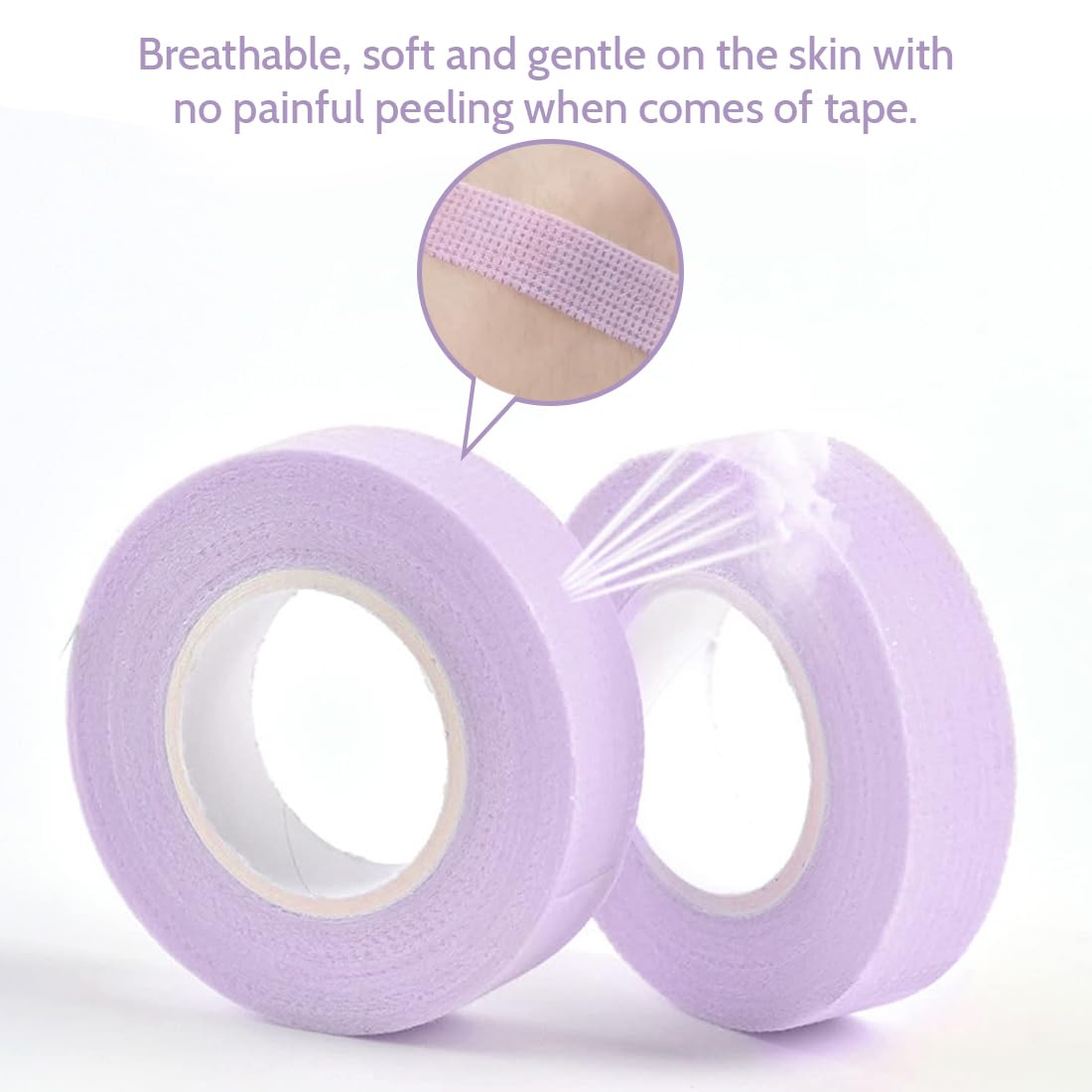 3 Piezas Cinta cosmética, Cinta de Tela Transpirable, Cinta Cosmética de Sombras Precisa, Accesorio de Maquillaje para Maquillaje de Ojos, Cejas y Extensiones de Pestañas 1,25cm x 9m(Morado)