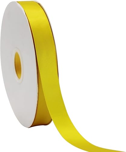 Cinta de satén amarilla de doble cara de 1 pulgada para boutique de flores, cinta para envolver regalos, 0.984 in, 100 yardas, cinta de seda para