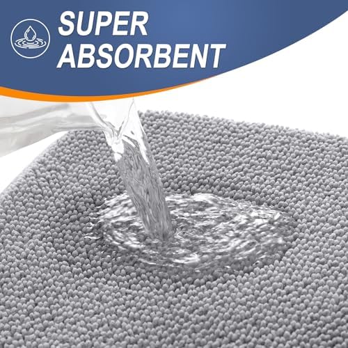 OLANLY Thick Memory Foam Bath Mat Rug 30x20, Extra Soft Absorbent Bathroom Rugs, Quick Dry Bath Mats, Non-Slip, Machine Washable Carpet for Bathroom, Tub and Shower, Home Decor Accessories, Grey