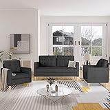 AODAILIHB Sofa Sets for Living Room 3 Piece, 1 Loveseat +2 Accent Chairs, Living Room Furniture Sets for Small Rooms, Sectional Sofa Couch for Office (3, Grey)