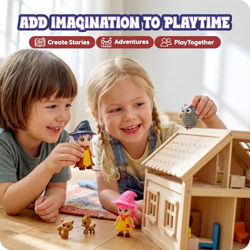 FUNERICA Wizard Dollhouse People Playset – Imaginative Little People Guests & Accessories for Doll Houses and Pretend Play – Mini Figures & Animal Toys