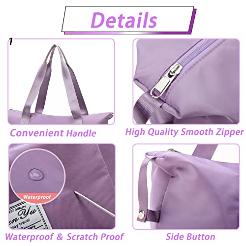 Travel Bag for Women Expandable Weekender Overnight Bag Carry on Sports Tote Gym Bag Waterproof Foldable Duffel Bag (Purple) by INVODA - Image 4