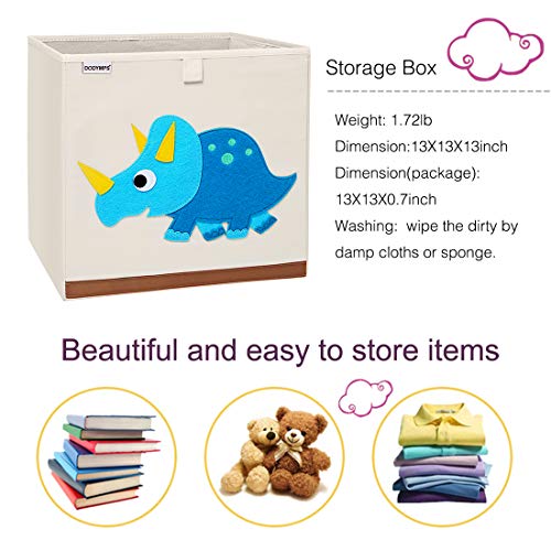Dodymps Foldable Animal Toy Storage Bins/Cube/Box/Chest/Organizer For Kids & Nursery, 13 Inch (Cute Triceratops) #TOP2