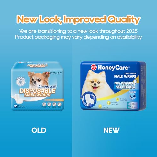HONEY CARE All-Absorb A27 Male Dog Wrap, 50 Count, Extra Small
