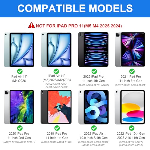 Image of iPad A16 11 /10th Generation Case with Keyboard, Air 11 inch (M4 /M3 /M2, 2026 /2025 /2024), Magnetic Detachable Backlit Keyboard, Trackpad, 360 Stand, Pencil Holder, Slim for Air 5 /4th 10.9 inch Pro 11(Black)