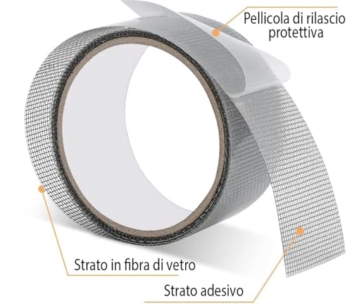 BLOMBLAUM Klebeband für Fliegengitter | Fliegengitterband | Fliegengitter Reparatur | Selbstklebender Flicken für Fliegengitter | Belüftetes Fliegengitterband | Selbstklebende Reparatur für
