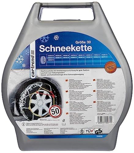 cartrend Schneeketten Auto Schneekette mit ÖNORM im Kunststoffkoffer, 2er-Set Safety Größe 30