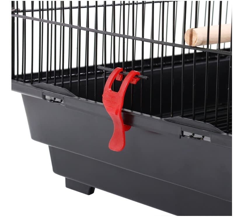 Cage à Oiseaux, Mangeoires perchoirs, avec Rangement, Plateau excrément Amovible, Cage pour Petits canaris, (Noir)