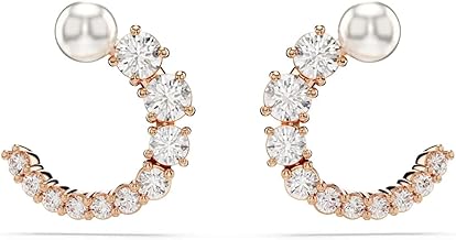 Swarovski Matrix Colección pendientes de aro, perla de cristal, talla redonda