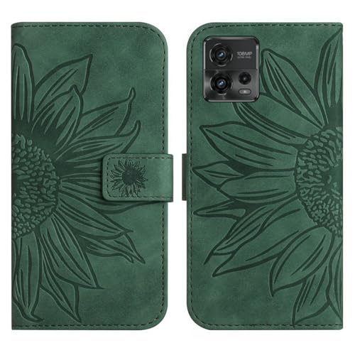 Rfvzubemok Compatible with Motorola Moto G72 4G Cover,Compatible with Motorola Moto G72 4G Flip Kickstand Card Slots Magnetic Closure Phone Case Green