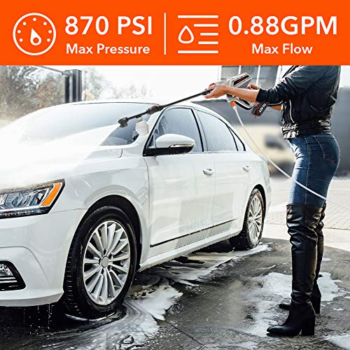 ROCKPALS Cordless Pressure Washer, 40V Battery Max 870 PSI Power Washer with Accessories, Portable Power Cleaner with 6-in-1 Adjustable Nozzle, Suitable for Washing Cars/Fences/Siding/Floors