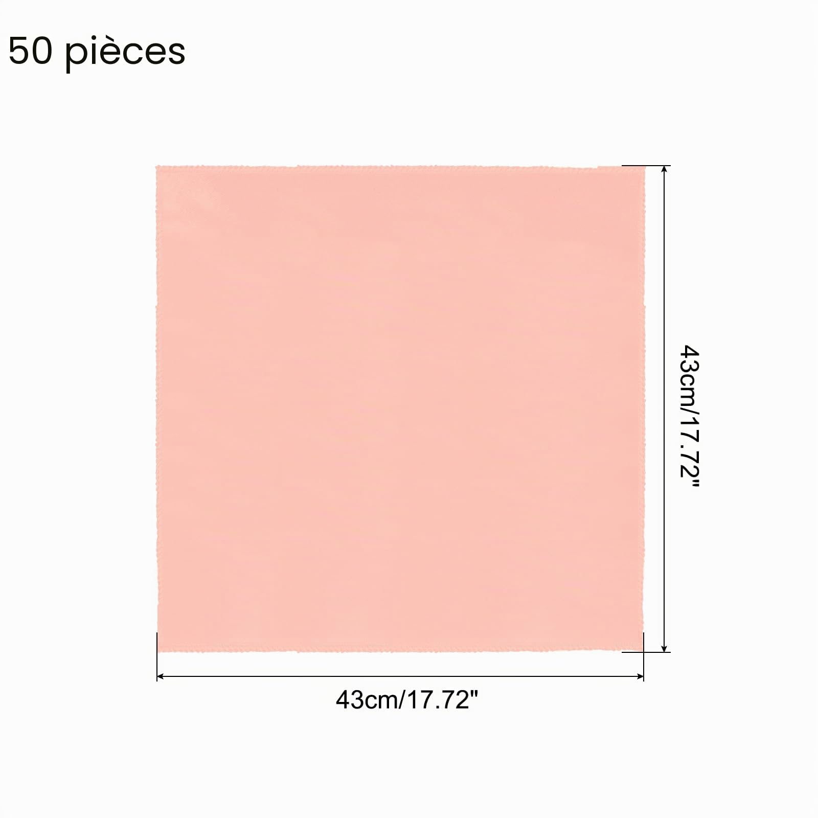 QUARKZMAN 50 Pièces de Serviettes de Table en Satin Pêche en Polyester Carré Lumineux Tissu de Serviette de Table pour Événement Mariage Fête Décoration de Table, 17×17 Pouces
