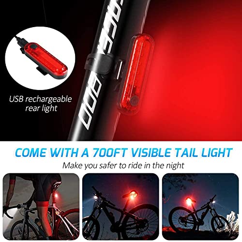 Oceansedge11 Led Bicycle Lights Usb Front And Rear Rechargeable Bicycle Headlight Tail Lights, Bicycle Speedometer, Odometer Waterproof Front Lights, Suitable For All Mountain And Road Bikes #TOP2
