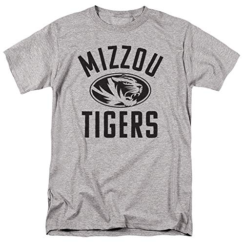 Mizzou University of Missouri Official One Color Mizzou Tigers Logo Unisex Adult T-Shirt, Athletic Heather, Large