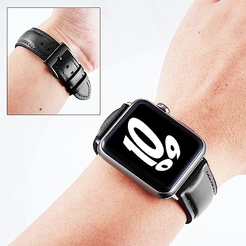 Image of BINLUN Leather Silicone Bands Compatible with Apple Watch 38mm 40mm 41mm 42mm 44mm 45mm 46mm 49mm Sweatproof Replacement Strap for iWatch 11 /10 /9 /8 /7 /6 /5 /4 /3 /2 /1 /Ultra /SE Men Women