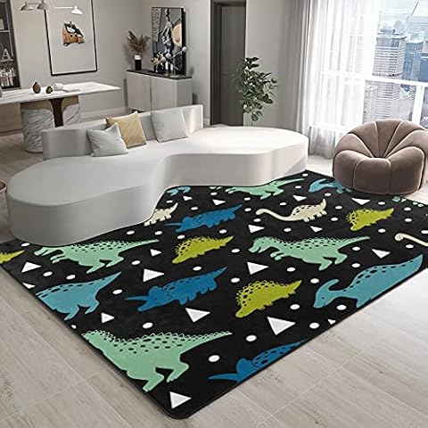 9CH Cartoon Dinosaur Rugs Polka Dot Area Rug Funny Dinosaur Area Rug Rugs for Living Room 7' x 5' Cover