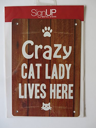 Image of METAL DOOR WALL SIGN CRAZY CAT LADY LIVES HERE