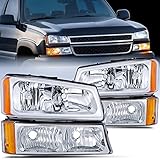 Nilight Headlight Assembly for 2003 2004 2005 2006 Chevy Silverado Avalanche 1500 1500HD 2500 2500HD...
