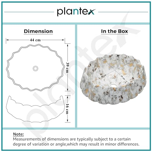 Image of Plantex Ceramic Basin for Bathroom /Table Top Wash Basin /Washbasin for Living Room, Restaurant (Marble Finish, 17 x 15 x 6 Inch)