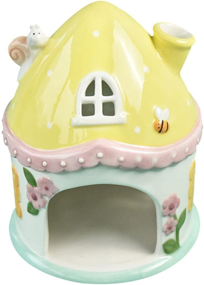 DECHOUS Hamster Mushroom Hideout,Ceramic Castle House Hamster Hide Ceramic Rat Hiding Cabin Houses Cabin Cages for Dwarf Mice Gerbils Small Pet
