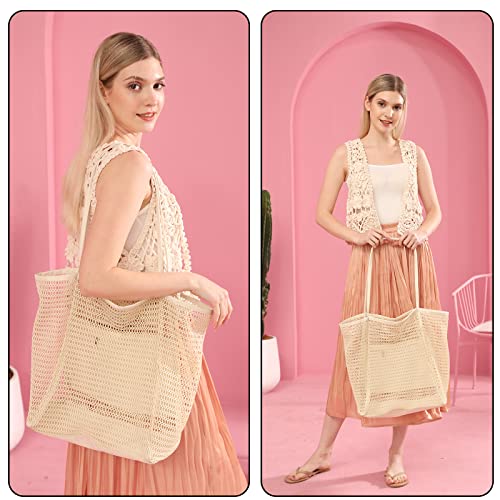 Image of Iioscre Beach Bag for Women, Causal Hobo Handbags with Zipper Inner Pocket, Foldable Swim Tote Bag for Vacation Essentials