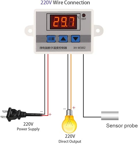 Miniatura 7 de Controlador digital de temperatura XH-W3002, 2 unidades, -50 a 230.0 F, termostato de refrigeración de calefacción programable, pantalla LED,